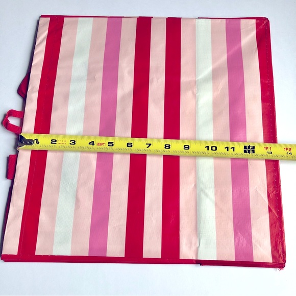 3/$15 NEW EARTHWISE Reusable Grocery Bag Pink Stripes 13.5” - Picture 6 of 16